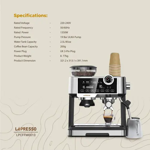 اسپرسوساز دو بویلر لپرسو مدل LPCFFM0030