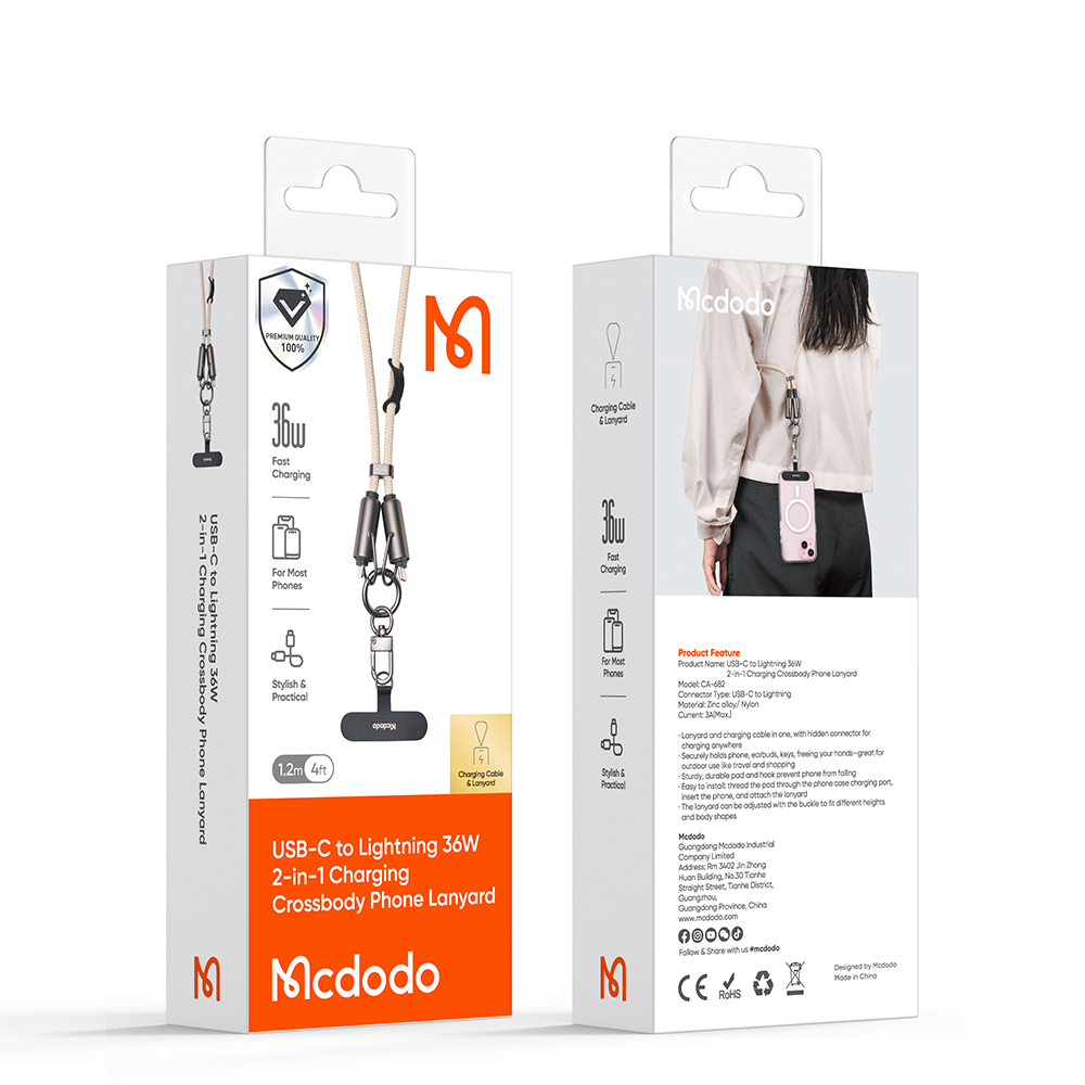 کابل شارژ دو سر تایپ سی و بند آویز مکدودو مدل Mcdodo CA-6830